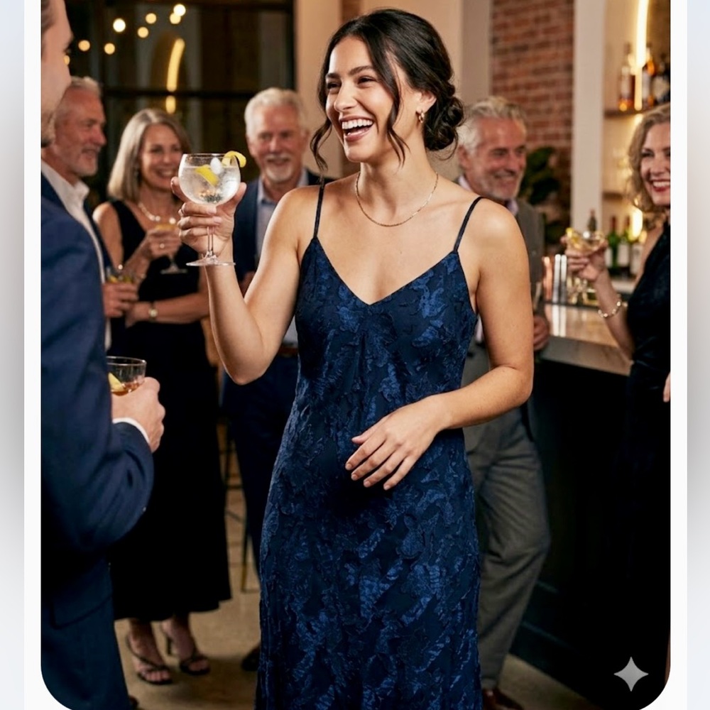 Elegant Navy Lace Dress